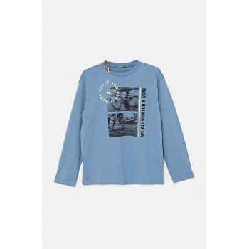 United Colors of Benetton longsleeve din bumbac pentru copii cu imprimeu, 3I1XC10K1