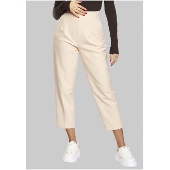 Pantaloni conici crop cu talie inalta 50487