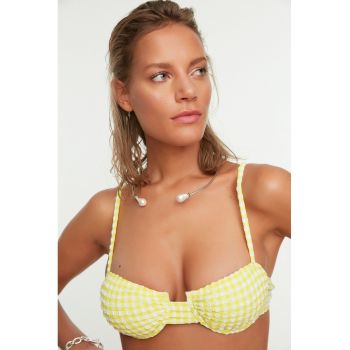 Sutien de baie cu model gingham texturat