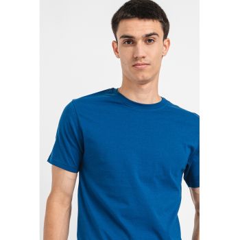 Tricou de bumbac cu decolteu la baza gatului