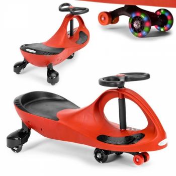 PlasmaCar gravitationala Ecotoys YM-SW-1 Rosu, tip barca cu roti led din cauciuc moale, suporturi antiderapante pentru picioare, sarcina maxima 120 kg