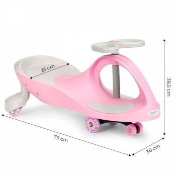 PlasmaCar gravitationala Ecotoys YM-SW-1 Pink, tip barca cu roti led din cauciuc moale, suporturi antiderapante pentru picioare, sarcina maxima 120 kg