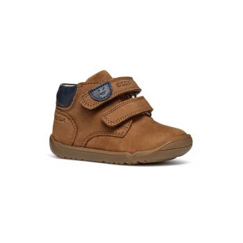 Ghete mid-high de piele nabuc cu velcro