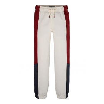 Pantaloni de trening din amestec de bumbac organic cu aspect contrastant