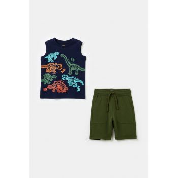 Set de top si pantaloni scurti cu imprimeu dinozauri - 2 piese