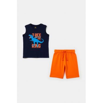 Set de top si pantaloni scurti cu imprimeu T-Rex - 2 piese