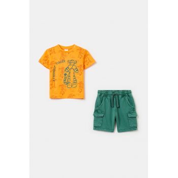 Set de tricou si pantaloni scurti cu buzunare aplicate