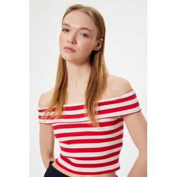 Tricou crop cu decolteu pe umeri