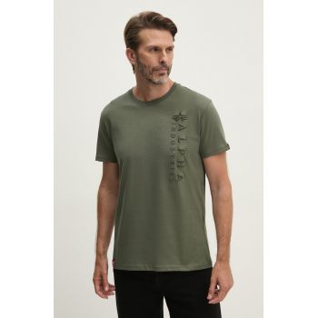 Alpha Industries tricou din bumbac barbati, culoarea verde, modelator, 138500