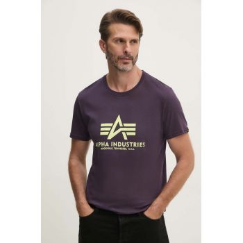 Alpha Industries tricou din bumbac barbati, culoarea violet, cu imprimeu