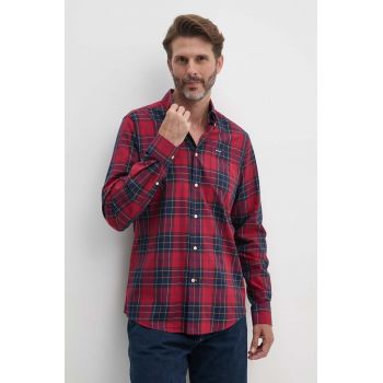 Barbour camasa din bumbac barbati, culoarea rosu, cu guler button-down, slim