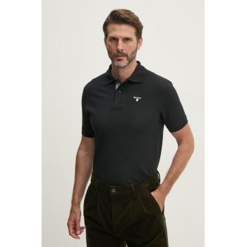 Barbour polo de bumbac Tartan Pique Polo culoarea negru, cu imprimeu, MML0012