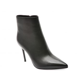 Botine elegante EPICA negre, E128, din piele naturala