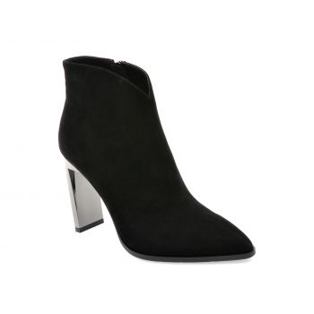 Botine elegante EPICA negre, E136, din piele intoarsa