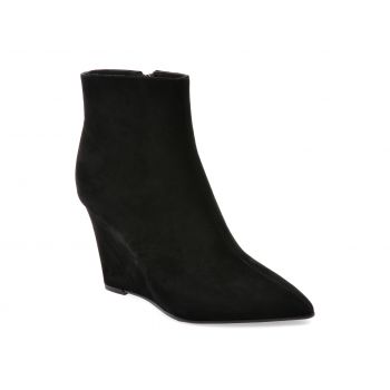 Botine elegante EPICA negre, E22370, din piele intoarsa