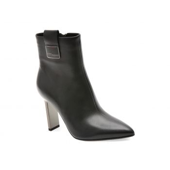 Botine elegante EPICA negre, E228, din piele naturala