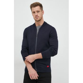 HUGO cardigan din bumbac bărbați, culoarea bleumarin 50474809