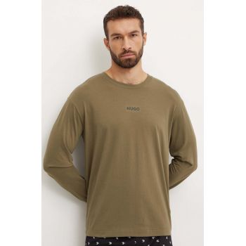 HUGO longsleeve lounge culoarea verde, cu imprimeu, 50522302