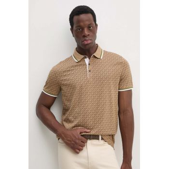 Michael Kors polo de bumbac culoarea maro, modelator