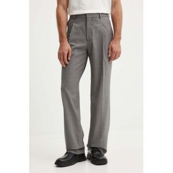 MSGM pantaloni de lana culoarea gri, cu fason chinos, 3740MP13X.247506