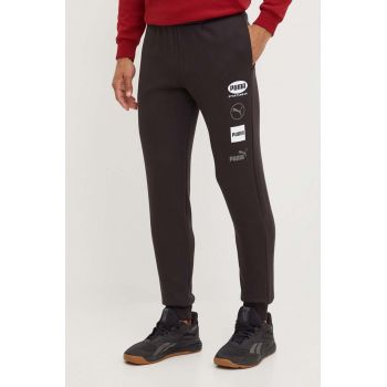 Puma pantaloni de trening culoarea negru, cu imprimeu, 681742