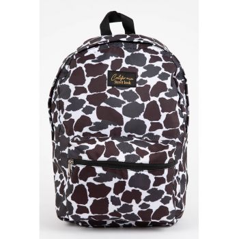 Rucsac cu animal print si buzunar frontal ieftin