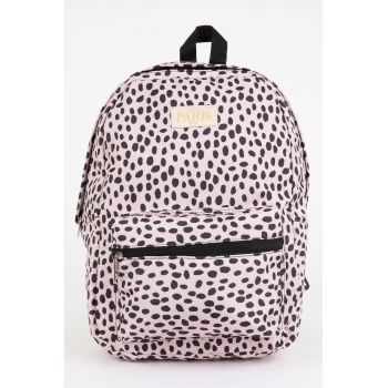 Rucsac cu animal print si buzunar frontal