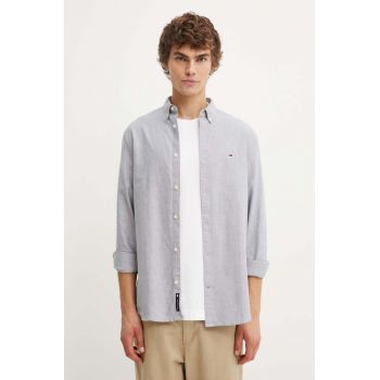 Tommy Jeans camasa din bumbac barbati, culoarea albastru marin, cu guler button-down, regular