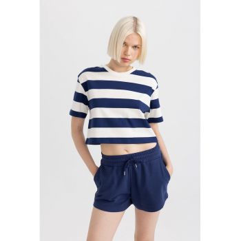 Tricou crop cu dungi