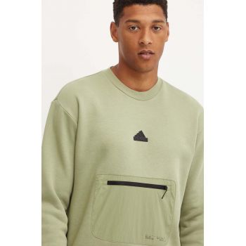 adidas bluza City Escape barbati, culoarea verde, neted, IY1524