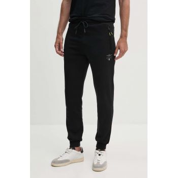 Aeronautica Militare pantaloni de trening culoarea negru, neted, PF946F565