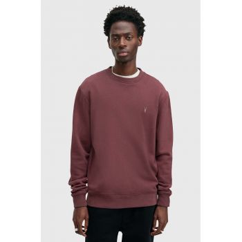 AllSaints hanorac de bumbac RAVEN CREW barbati, culoarea bordo, neted, M037NB