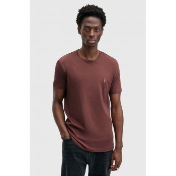 AllSaints tricou din bumbac TONIC barbati, culoarea bordo, neted, M028JB