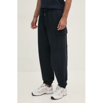 Armani Exchange pantaloni de trening din bumbac culoarea albastru marin, neted, 6DZPJH ZJ4XZ