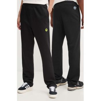 Barrow pantaloni de trening din bumbac culoarea negru, neted, F4BWUAFP140