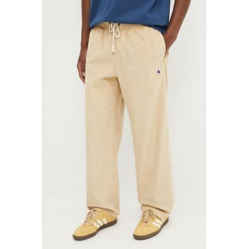 Champion pantaloni de catifea cord culoarea bej, drept, 219293