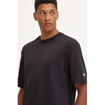 Champion tricou din bumbac barbati, culoarea negru, neted, 219632