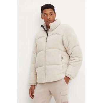 Columbia geaca Puffect Sherpa barbati, culoarea bej, de iarna, 2086841