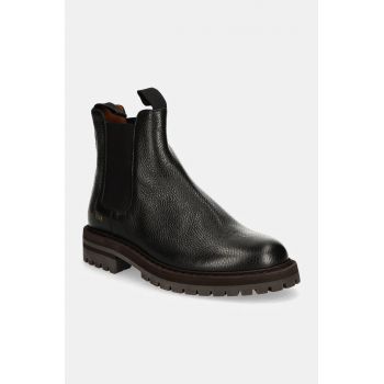 Common Projects ghete chelsea de piele Chelsea Workboot in Leather barbati, culoarea negru, 2447