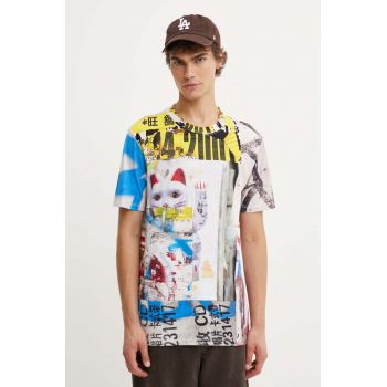 Desigual tricou din bumbac ASAF barbati, culoarea bej, modelator, 24WMTK13