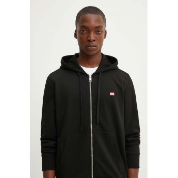 Diesel bluza S-GINN-HOOD-ZIP-K13 barbati, culoarea negru, cu glugă, cu imprimeu, A14833.0HAYT