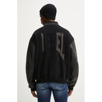 Diesel jacheta bomber din lana L-NYMAN culoarea negru, de tranzitie, A14414.0LHAL