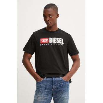 Diesel tricou din bumbac T-ADJUST-K14 barbati, culoarea negru, cu imprimeu, A15025.0GRAI