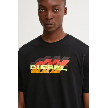 Diesel tricou din bumbac T-ADJUST-K5 barbati, culoarea negru, cu imprimeu, A14824.0GRAI