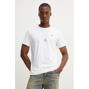 Diesel tricou din bumbac T-MIEGOR-K77 barbati, culoarea alb, cu imprimeu, A14819.0SKAF