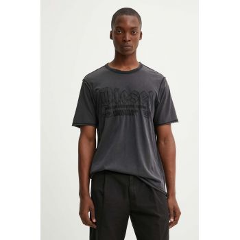 Diesel tricou din bumbac T-RAWJUST barbati, culoarea gri, cu imprimeu, A14016.0KMAH