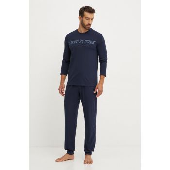 Emporio Armani Underwear pijama barbati, culoarea albastru marin, cu imprimeu, 112033 4F516