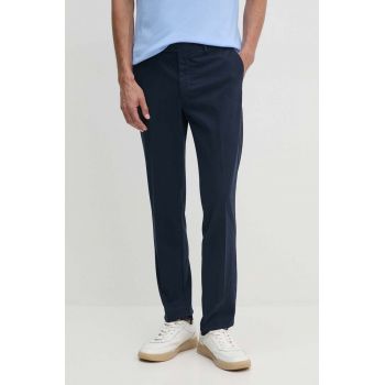 Hackett London pantaloni barbati, culoarea albastru marin, drept, HM212487R