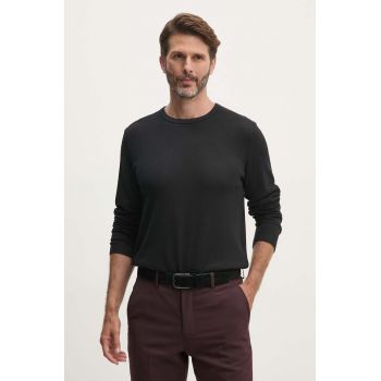 Lindbergh longsleeve din bumbac culoarea negru, neted, 30-403021