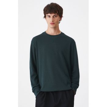 Medicine longsleeve barbati, culoarea verde, neted